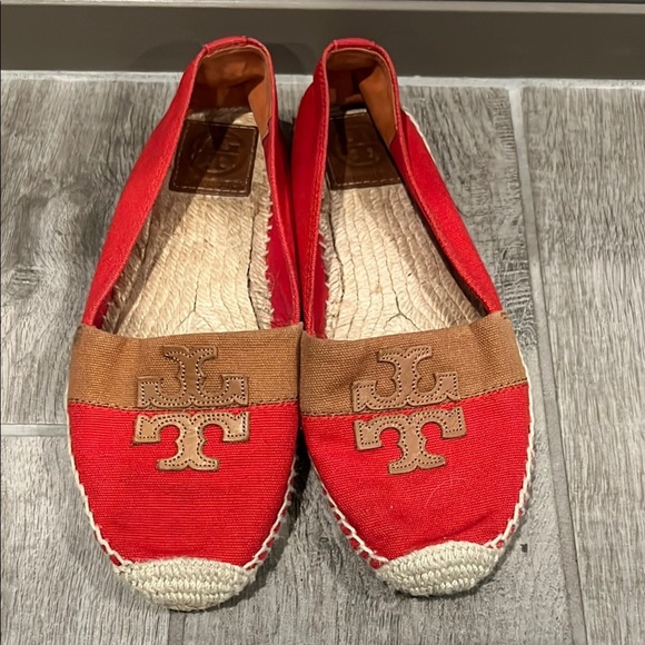 Tory Burch Red and Tan Espadrilles size 8 - Picture 1 of 7